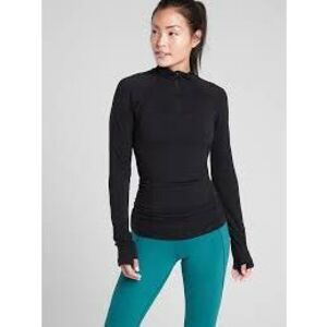 ATHLETA Women’s Black Speedlight Long Sleeve Half Zip Top Size Medium Style #486